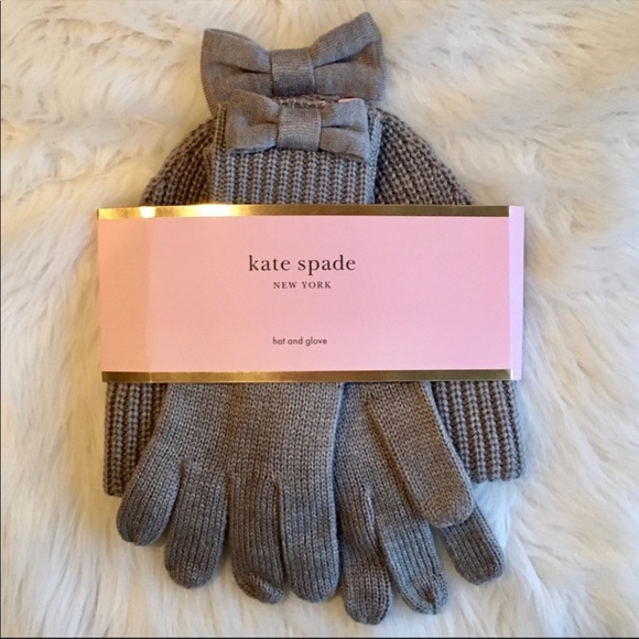 NWT Kate Spade Bow Beanie Hat and Glove Set